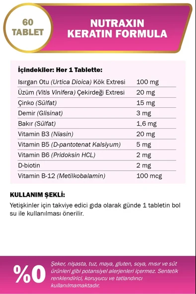 Nutraxin Keratin Formula 60 Tablet 2 Adet - Resim 8