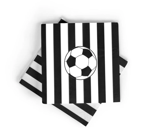 Taraftar Siyah Beyaz 8 Tabak, 8 Bardak, 10 Peçete, 8 Mısır Kutusu - Resim 3