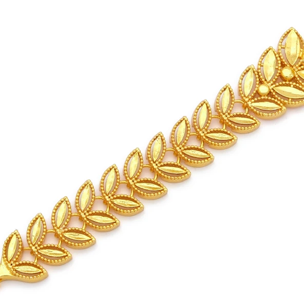 Altın Kaplama İmitasyon Çiçek Desenli Çeyrek Çerçeve Bileklik BLK-1179 - Resim 4