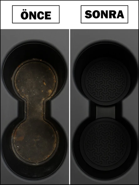 Araba Bardak Altlığı Silikon Araç İçi Kaymaz Mat Telefon Para Malzeme Tutucu Siyah Renk 65 mm 2 ADET - Resim 2