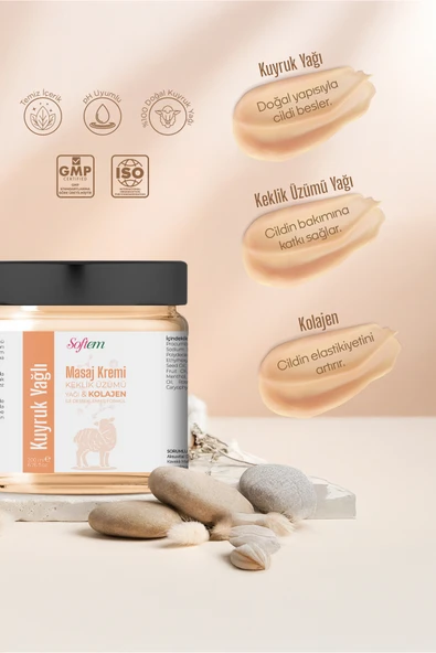 Kuyruk Yağı Masaj Kremi - 200 ml Kolajen Destekli Formül - Resim 3