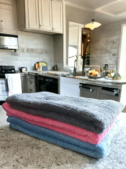 Technow Misclean Mikrofiber Mutfak Temizlik Bezi 40*40 cm 3 Renk (3 Adet) - Resim 5