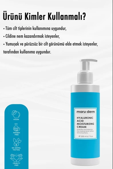 Maruderm Hyalüronik Asit Nemlendirici Yüz Ve Vücut Cilt Bakım Kremi 200 Ml - Resim 2