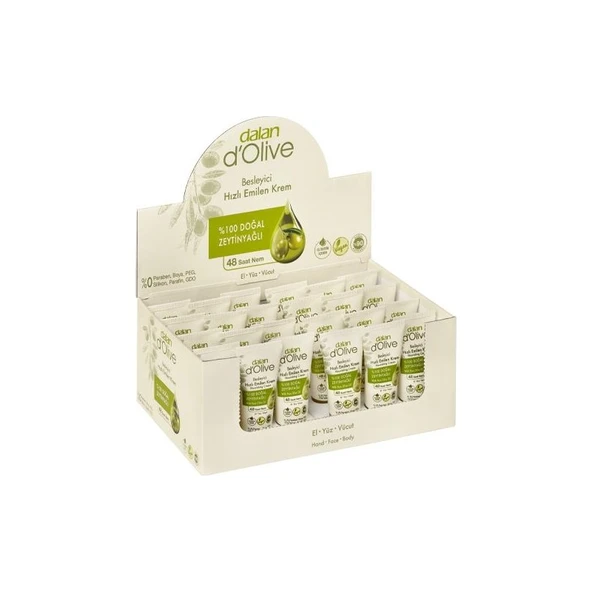 Dalan D'olive Zeytinyağlı Hızlı Emilen Tüp Krem 20 ml 24 Adet ürün görseli 1