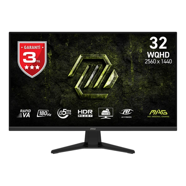 31.5" MSI MAG 325QF E18V 0.5ms 180Hz 2560x1440 2xHDMI DP VA Flat Gaming Monitör ürün görseli 1