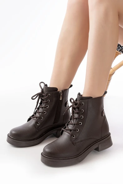 Kahve Galata Bağcıklı Fermuarlı Günlük Kadın Bot ürün görseli