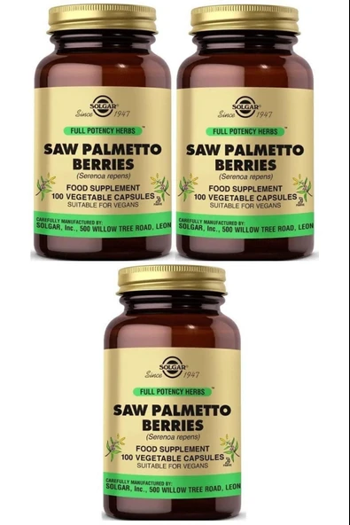Solgar Saw Palmetto Berries 100 Kapsül 3 Adet ürün görseli