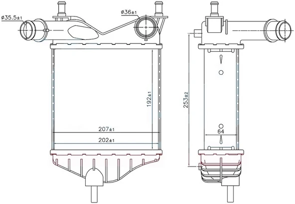ORIS IFI508064 INTERCOOLER BRAZİNG INTERCOOLER A/M 192X202X64 IDEA 1.3 MJTD 2004 /PUNTO 1.3 MJTD 99 96703 46836770-51733052-51802117 ürün görseli 1