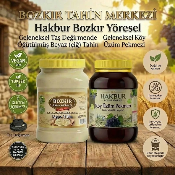 Bozkır Tahin Merkezi Muhteşem İkili Beyaz Tahin 935 gr- Köy Üzüm Pekmezi 950 gr (doğal&katkısız) ürün görseli 1
