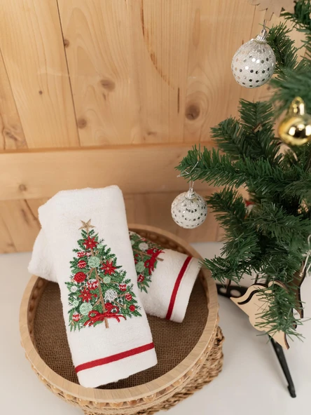 Pamuklu 2'li 50x70 cm Premium Nakışlı Hediyelik Havlu Seti Baveno ürün görseli 1