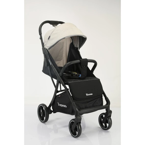 Max Kabin Boy Tek Elle Otomatik Katlanan Pratik Bebek Arabası Autofold Haki Siyah - Resim 10
