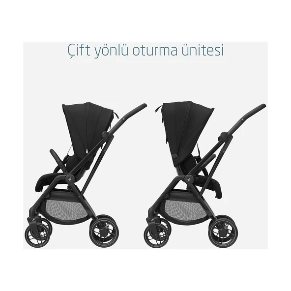 Maxi-Cosi Leona2 Çift Yönlü Uzatılabilir Sırt Desteği Tam Yatabilir Bebek Arabası Twillic Black - Resim 7