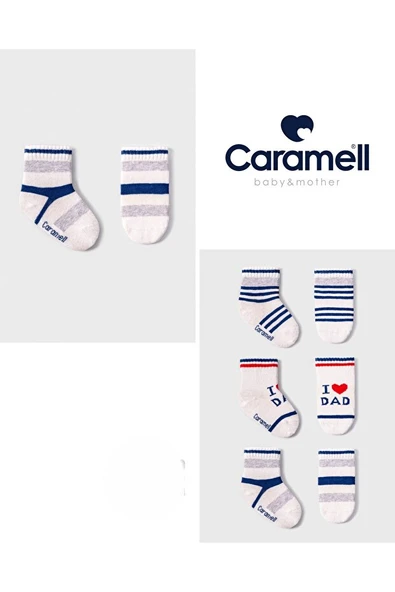 Caramell Pamuklu Erkek Bebek 3'lü Çorap 0-3 Ay CRML.COE2122 ürün görseli
