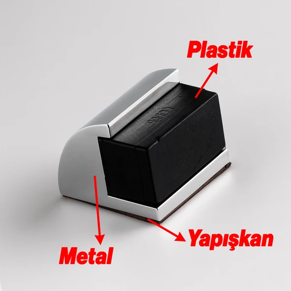 Yapışkanlı Kapı Stoperi Oval Metal Gümüş Krom Kauçuk Başlıklı Durdurucu Güçlü Yapışkanlı Tampon - Resim 3