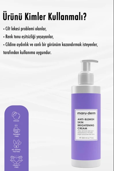 Maruderm Leke Karşıtı Cilt Beyazlatıcı Bakım Kremi 200 ml - Resim 3
