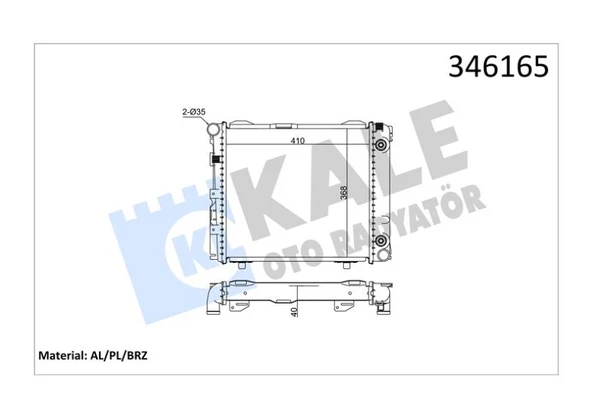 Mercedes Motor Su Radyatoru (klimasız) 190 W201 84>87 W124 85>93 S124 85>92 C124 87>92 - Kale 346165 - Resim 1