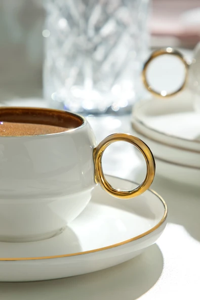 Nehir Monica 6 Kişilik 12 Parça Porselen Kahve Fincan Takımı - Resim 3