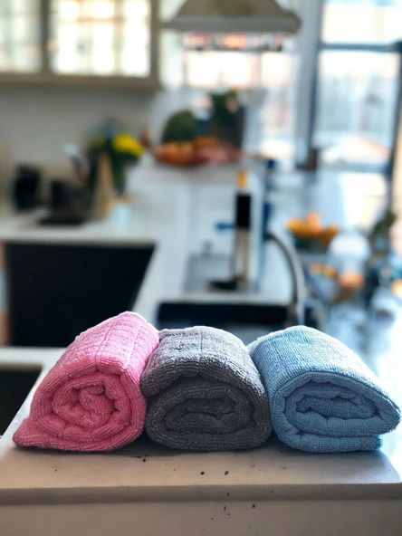 Technow Misclean Mikrofiber Mutfak Temizlik Bezi 40*40 cm 3 Renk (3 Adet) - Resim 2