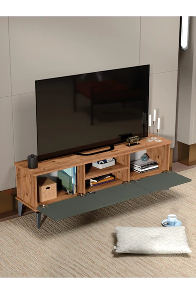 Tv Sehpası Ünitesi 2'Li Orta Sehpa 3'Lü Zigon Sehpa Set Üç Ürün Traverten - Resim 4