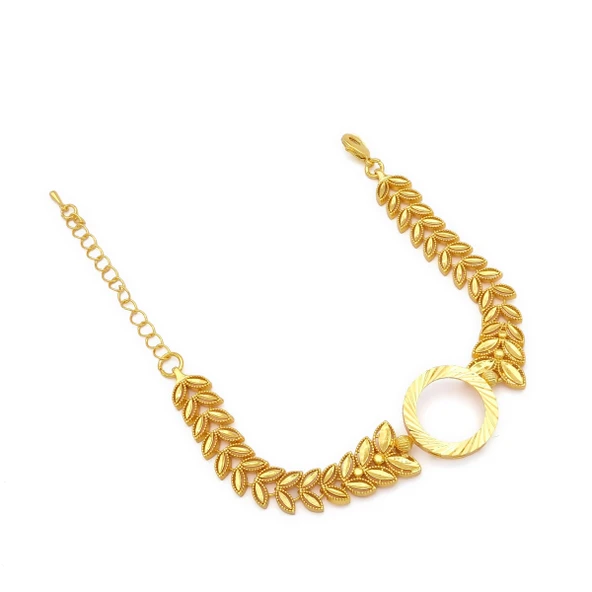 Altın Kaplama İmitasyon Çiçek Desenli Çeyrek Çerçeve Bileklik BLK-1179 - Resim 2