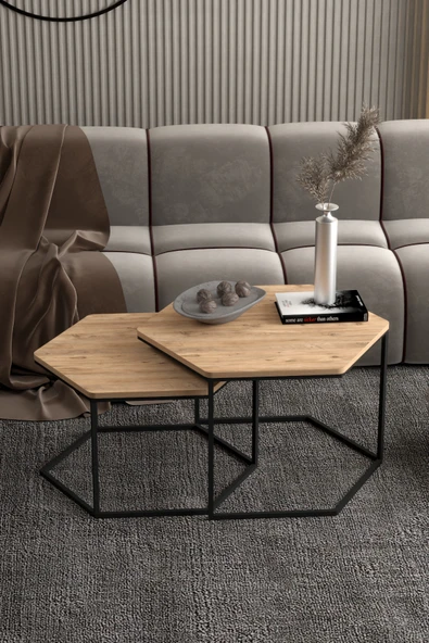 Orta Sehpa Altıgen İkili Lüx Atlantik Çam - Resim 4