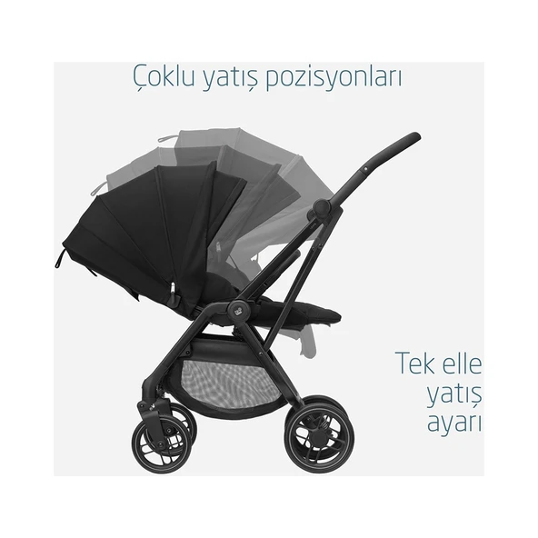 Maxi-Cosi Leona2 Çift Yönlü Uzatılabilir Sırt Desteği Tam Yatabilir Bebek Arabası Twillic Black - Resim 6