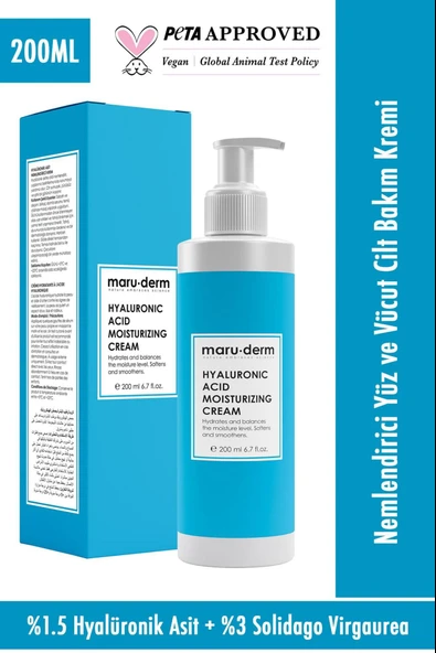 Maruderm Hyalüronik Asit Nemlendirici Yüz Ve Vücut Cilt Bakım Kremi 200 Ml ürün görseli