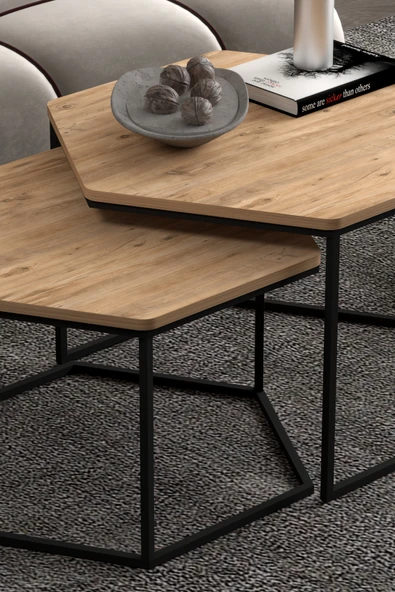 Orta Sehpa Altıgen İkili Lüx Atlantik Çam - Resim 3