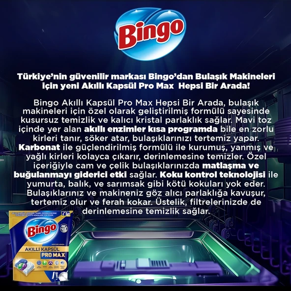 Bingo Akıllı Kapsül Pro Max Bulaşık Makinesi Deterjanı Tableti 20 Adet - Resim 10