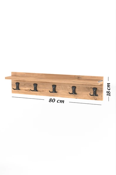 Askılık Duvar Elbise Askılığı Portmanto 80 Cm Ceviz Düz - Resim 6