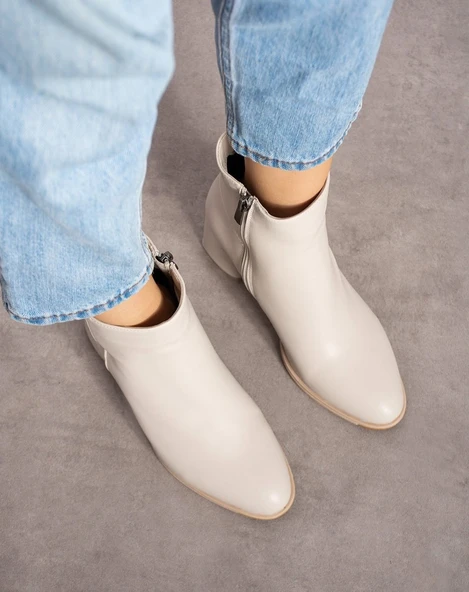 Kadın Bilekte Blok Topuklu Yanı Fermuarlı Günlük Bot - Resim 7