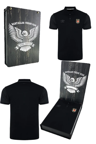 Beşiktaş Orijinal Lisanslı Lazer Baskılı Polo Yaka Siyah Spor T-Shirt ürün görseli