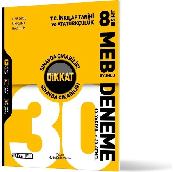 Hız 8. Sınıf 30 Lu T.c. Inkılap Tarihi ve Atatürkçülük Deneme ürün görseli