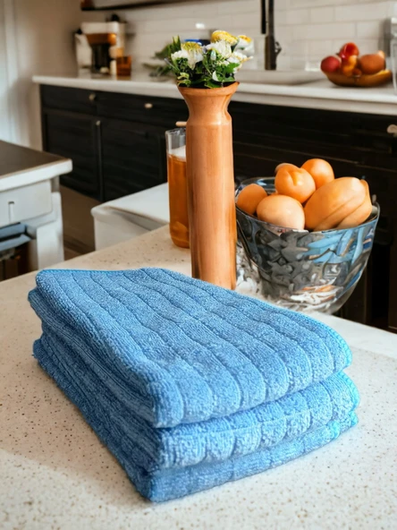 Technow Misclean Mikrofiber Mutfak Temizlik Bezi 40*40 cm Mavi (3 Adet) ürün görseli 1