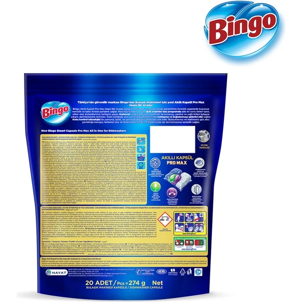 Bingo Akıllı Kapsül Pro Max Bulaşık Makinesi Deterjanı Tableti 20 Adet - Resim 3