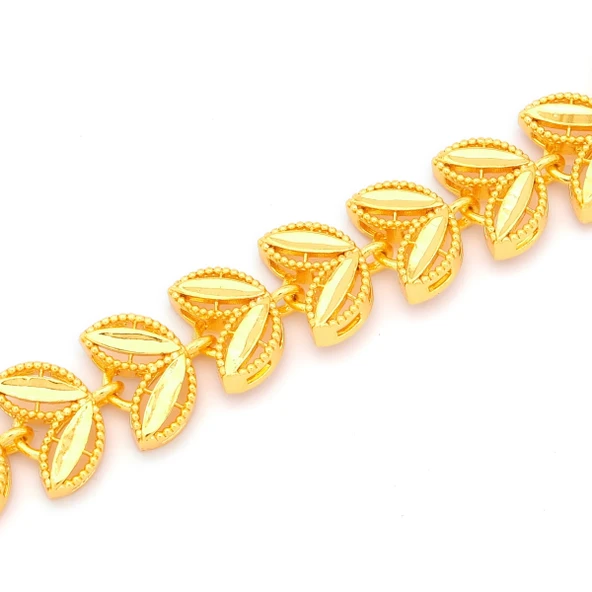 Altın Kaplama  İmitasyon Çiçek Deseni Çeyrek Altınlı Bileklik BLK-1183 - Resim 3