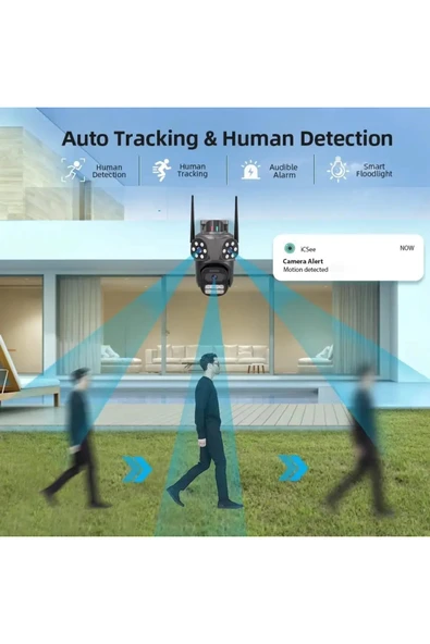 Venas 3 Kameralı FHD Polis Çakarlı Yapay Zekalı insan algılamalı Wifi Dış mekan Güvenlik Kamerası - Resim 2