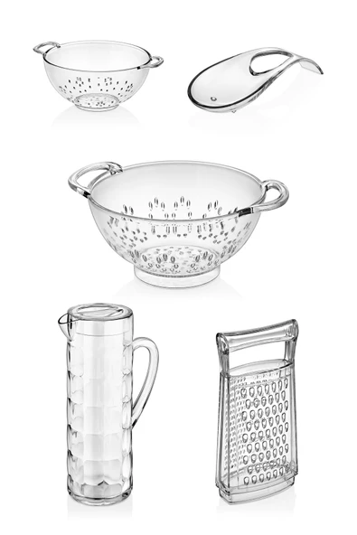 Akrilik Şeffaf 5 Parça Sürahi & Rende & Süzgeç & Mini Süzgeç & Kaşıklık & Mutfak Çeyiz Seti - Resim 4