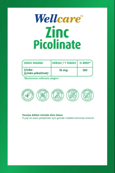 Wellcare Çinko Pikolinat 15 mg 60 Kapsül - Resim 2