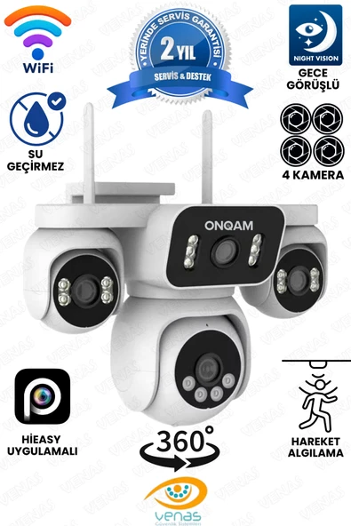 Venas 4 Kameralı 8MP 4K WiFi Güvenlik Kamerası – Renkli Gece Görüş IP66 ürün görseli