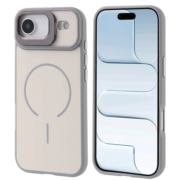 Gpack iPhone 17 Air uyumlu Kılıf Notron Kamera Standlı M-Safe Şarj Özellikli - Resim 4