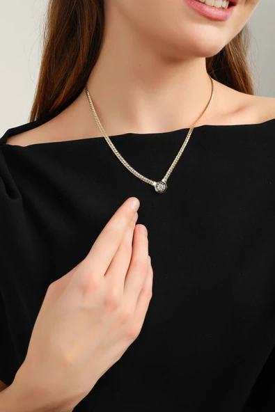 Gurmet Çağla Kolye 14 Ayar Altın 50+3 cm - Resim 3