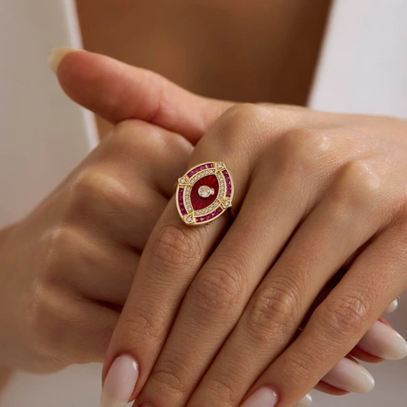 Passion Eye 14 Ayar Altın Yüzük Ruby ürün görseli 1