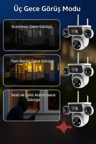 Venas 4 Kameralı 8MP 4K WiFi Güvenlik Kamerası – Renkli Gece Görüş IP66 - Resim 3