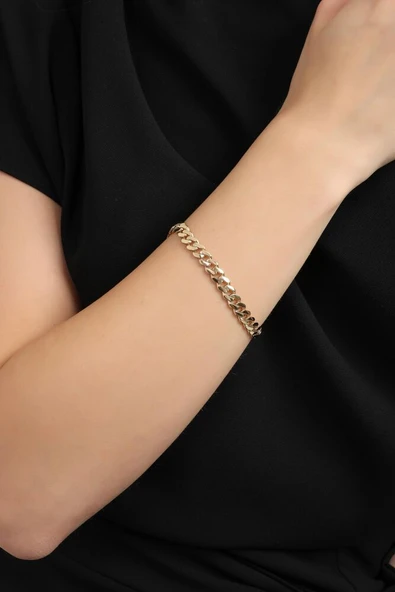 Altın Gurmet Bileklik İtaly Kilit 19 cm En 6 mm - Resim 2