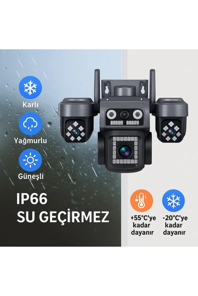 Venas 4G Solar 4 Lens Güvenlik Kamerası 12MP – Renkli Gece Görüş, IP66, Hediyeli SD Kart ve SIM Kart - Resim 3