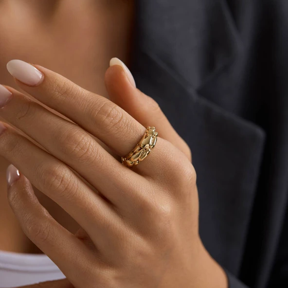 Minimal Glow 14 Ayar Altın Yüzük - Resim 3