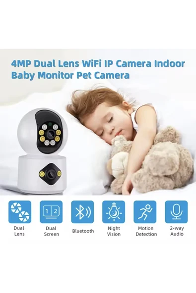 Venas Çift Kameralı gece renkli görüşlü 6 mp Full HD Bebek, Evcil Hayvan, Bakıcı ev güvenlik kamerası - Resim 2