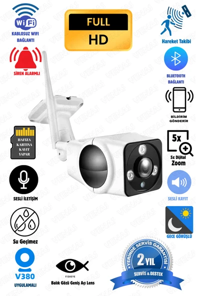 Venas 3mp full HD Kablosuz Wifi iç ve Dış mekan Balık gözü sd karta kayıt yapan Güvenlik Kamerası ürün görseli