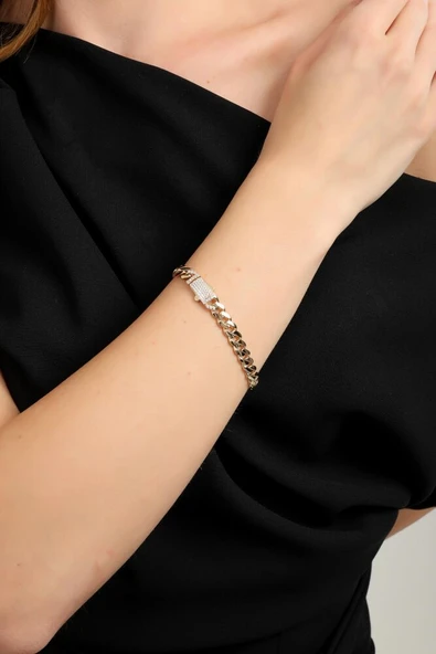 Altın Gurmet Bileklik İtaly Kilit 19 cm En 6 mm ürün görseli 1